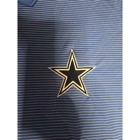Dallas Cowboys Authentic Men’s Polo Shirt L Blue Pinstripe Embroidered Star NFL - Picture 3 of 10